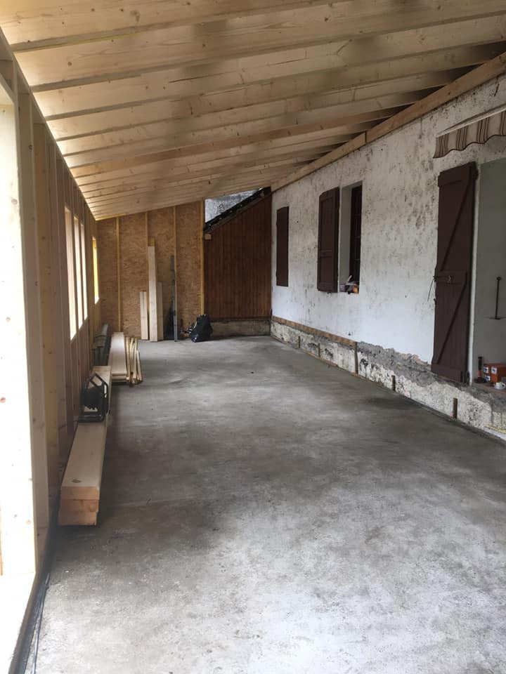 Extension ossature bois à Groisy