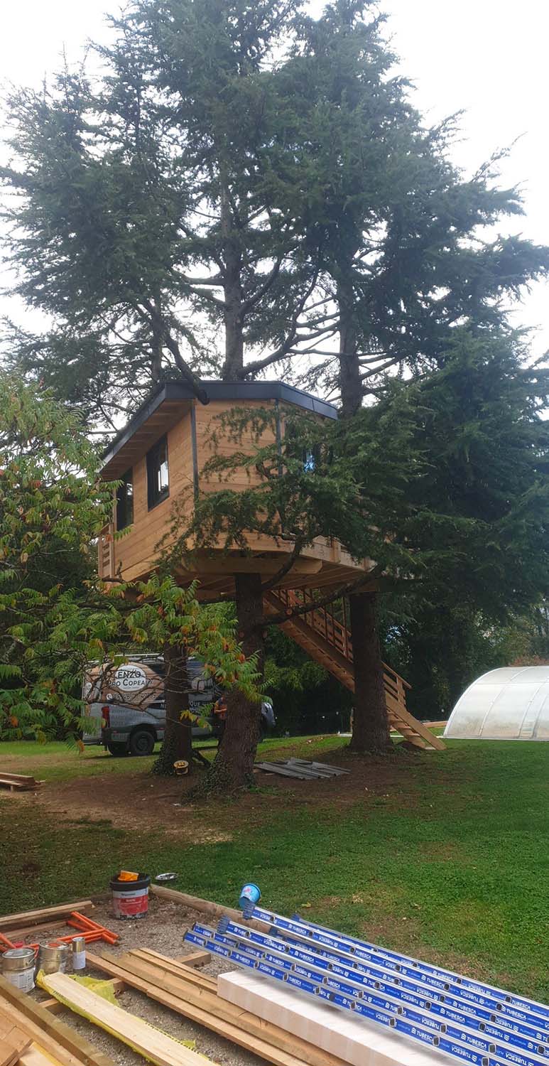 Construction de cabane suspendu dans le Pays de Filière